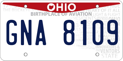 OH license plate GNA8109