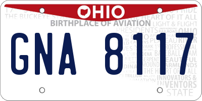 OH license plate GNA8117