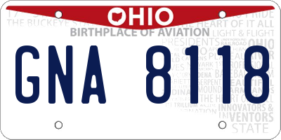 OH license plate GNA8118