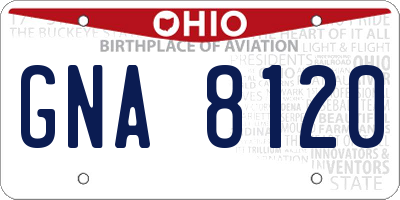 OH license plate GNA8120