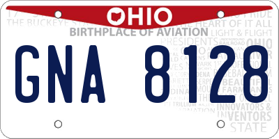 OH license plate GNA8128