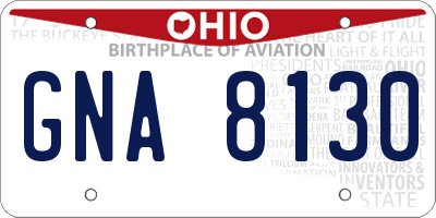 OH license plate GNA8130