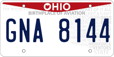 OH license plate GNA8144