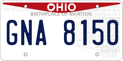 OH license plate GNA8150