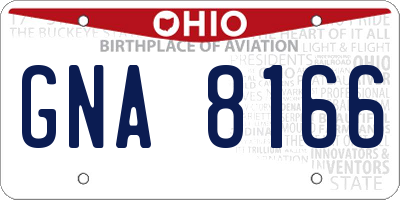 OH license plate GNA8166