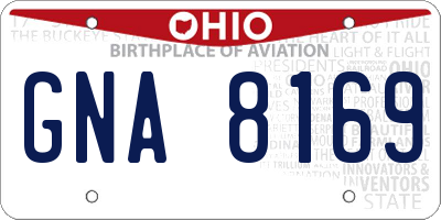 OH license plate GNA8169