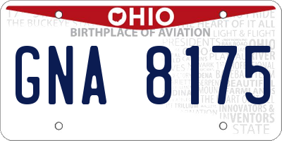 OH license plate GNA8175