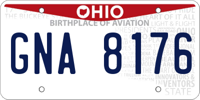 OH license plate GNA8176
