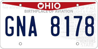 OH license plate GNA8178