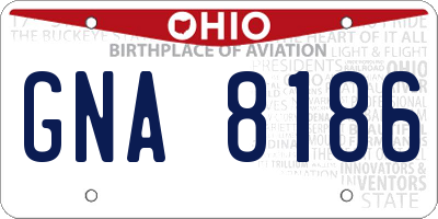 OH license plate GNA8186