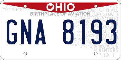 OH license plate GNA8193