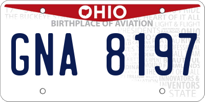 OH license plate GNA8197