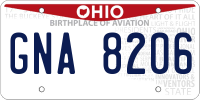 OH license plate GNA8206
