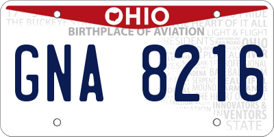 OH license plate GNA8216