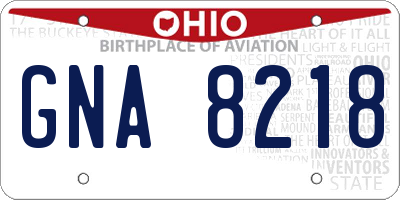 OH license plate GNA8218