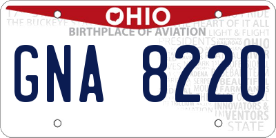 OH license plate GNA8220