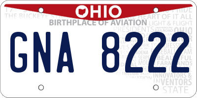 OH license plate GNA8222