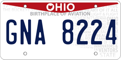 OH license plate GNA8224
