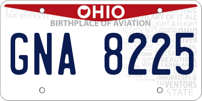 OH license plate GNA8225
