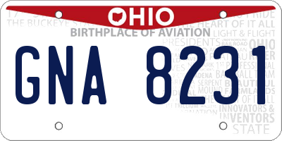 OH license plate GNA8231