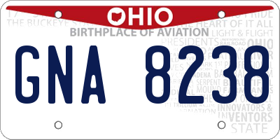 OH license plate GNA8238