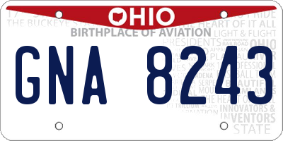 OH license plate GNA8243