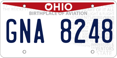 OH license plate GNA8248