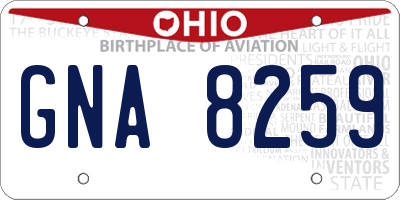 OH license plate GNA8259