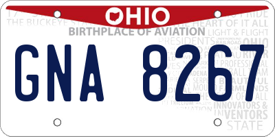 OH license plate GNA8267