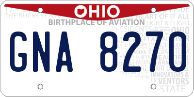 OH license plate GNA8270