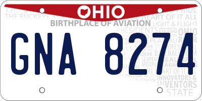 OH license plate GNA8274