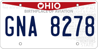 OH license plate GNA8278