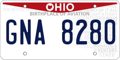 OH license plate GNA8280