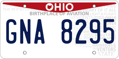 OH license plate GNA8295