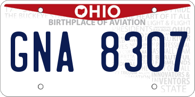 OH license plate GNA8307
