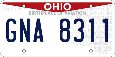 OH license plate GNA8311