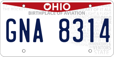 OH license plate GNA8314