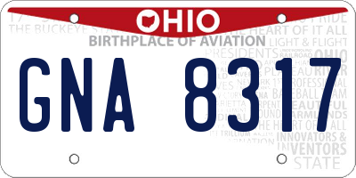 OH license plate GNA8317