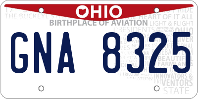 OH license plate GNA8325