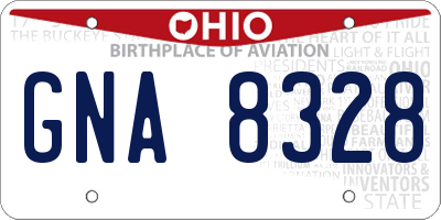 OH license plate GNA8328
