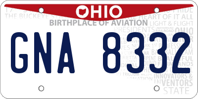 OH license plate GNA8332