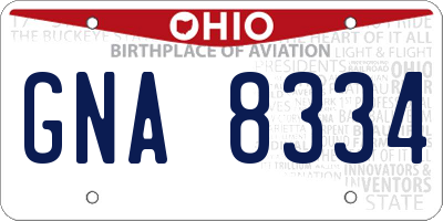 OH license plate GNA8334