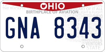 OH license plate GNA8343