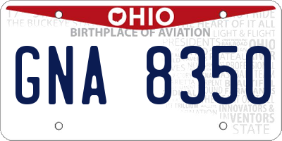 OH license plate GNA8350