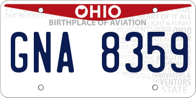 OH license plate GNA8359