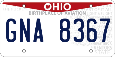 OH license plate GNA8367
