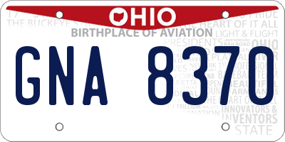 OH license plate GNA8370