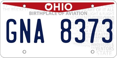 OH license plate GNA8373