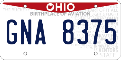 OH license plate GNA8375