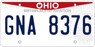 OH license plate GNA8376